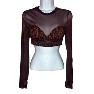 NWT IVY Park Adidas Women's Sz S Mesh Monogram Cropped Top (1603)